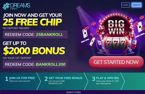 dreams casino promo codes  Free Chip: $25; Wagering: 30X; Maximum Withdrawal: $100; You can use this code till 31 August, 2023